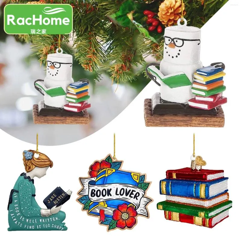 Figurines décoratines Christmas Tree Livre Lovers Pendant Plat acrylique pas 3D Libris de listes de Noël Mini Ornement suspendu Navidad
