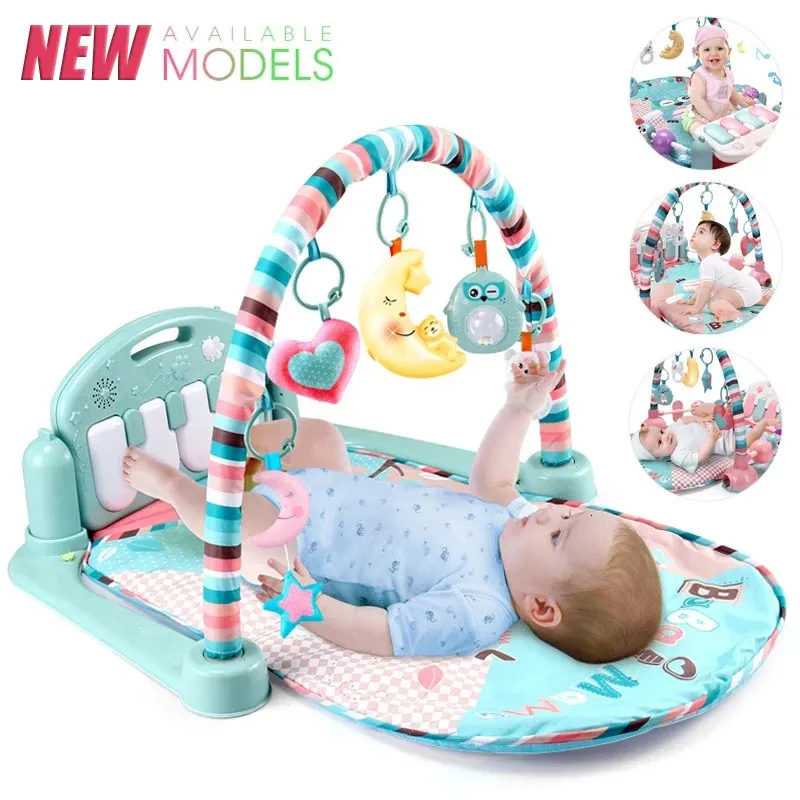 Baby Fitness Stand Music Play Gym Activing Zabawy Born Piano Crawling Bolit Pedal Pad Pad Early Education 0-36 Miesięć Prezenty 240423