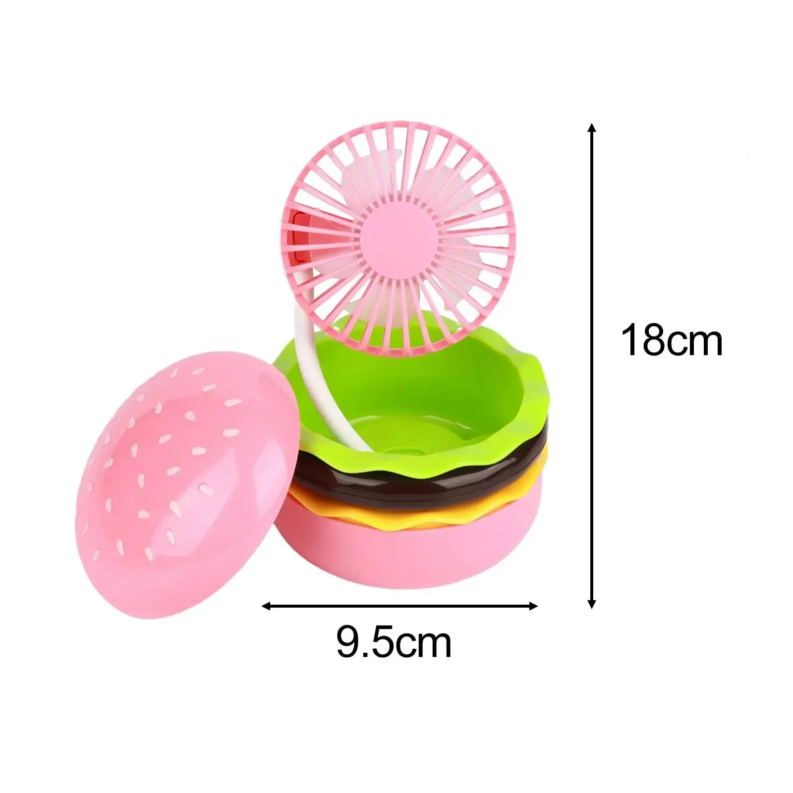 Cute Burger Mini Desk Fan Handheld Fan Compact Folding Quiet Kids Outdoor Hand Fan USB Desk Fan for Home Makeup Girls Office