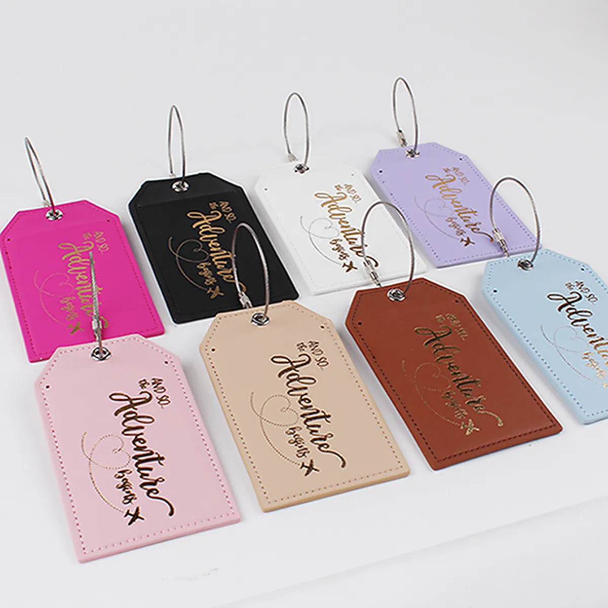 Cross-border New Product Steel Wire Color Pu Luggage Tag Flight Suitcase Tag Address Name Information Tag In Stock