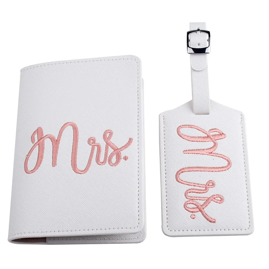 Amazon Creative Embroidery Couple Suit Luggage Tag Tag Airplane Boarding Pass Luggage Tag Pu Ready In Stock