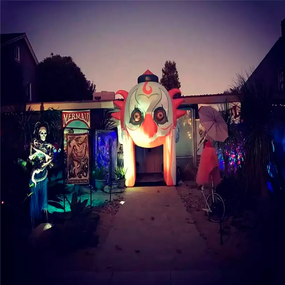 Großhandel Halloween Festival Devil Blettoable Archway Clown Decoration Blasable Tunnelbogen für Werbung