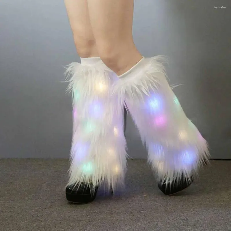 Donne calzini da donna Led Light Furry Plush Cover per stivali per l'autunno/inverno Elastico
