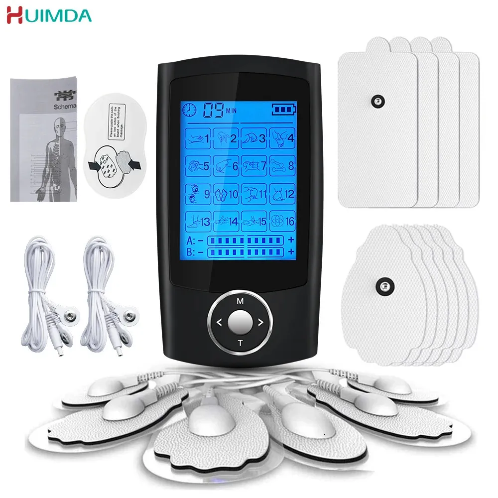 16 Modes Electric Tens Relax Muscle Stimulator EMS Acupuncture Body Massage Digital Therapy Slimming Machine Electrostimulator 240426
