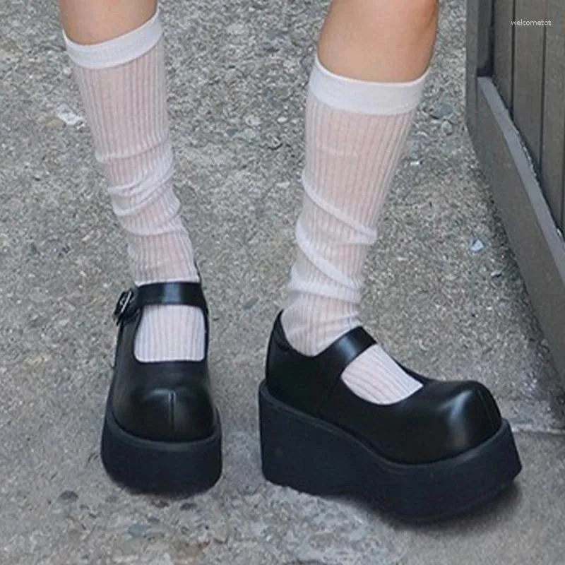 حذاء اللباس ماري جين هاي هايز منصة الصندال أزياء النساء دافئ الاتجاه الخريف 2024 العلامة التجارية الضحلة الفاخرة غير الرسمية