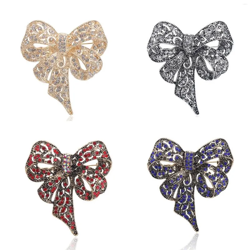 Broches Beautberry Sparkling Rhinestone Bow for Women Unisex Office Party Pins Casual Accessories Gifts