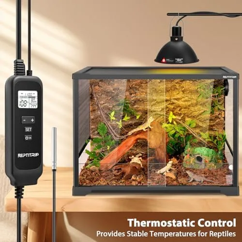Heat Lamp Reptile Dimming Thermostat, Temperature Tortoise Habitat