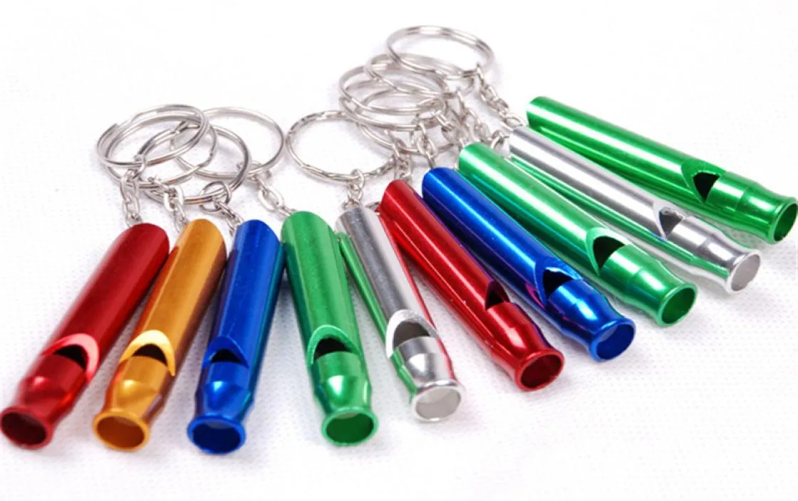 Aluminium Emergency Survival Whistle Keychain för camping Vandring utomhus Sport EDC Tools Multifunktionell träningsvapla SC0176115870