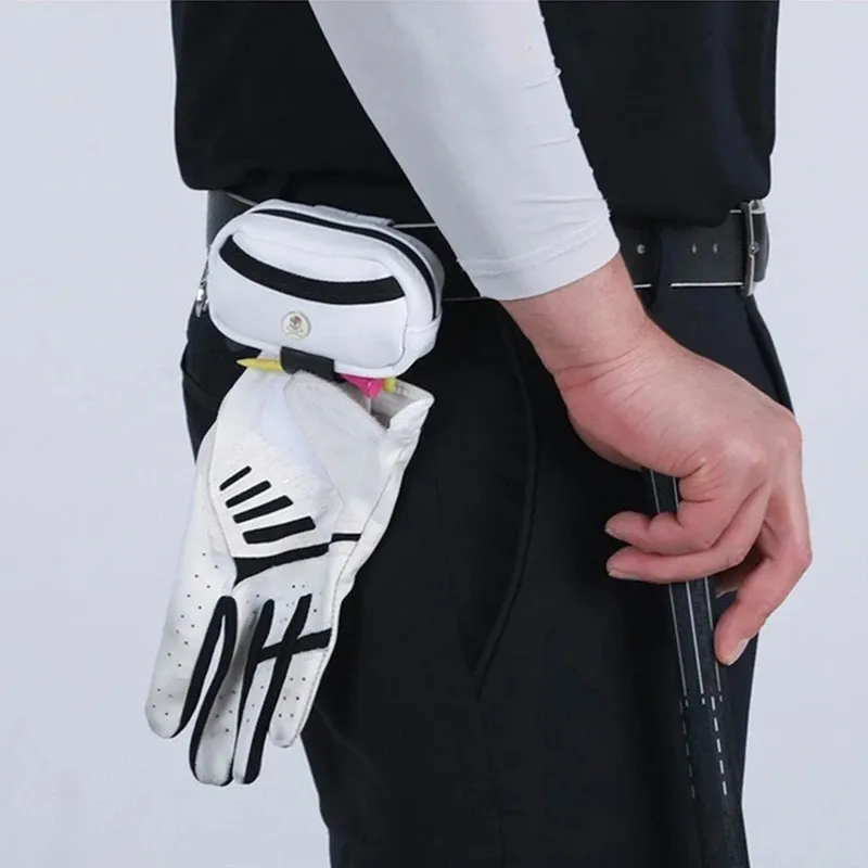 Mini Golf Ball Bag Tee Holder Storage Pouch Portable Skull Zip Handbag Waist 240424