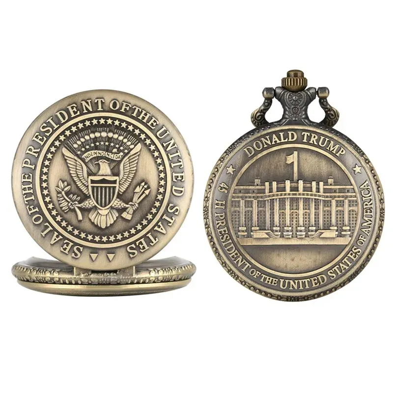 Trump 2024 Pocket Watch Seal of President The United States America Retro Quartz Watches