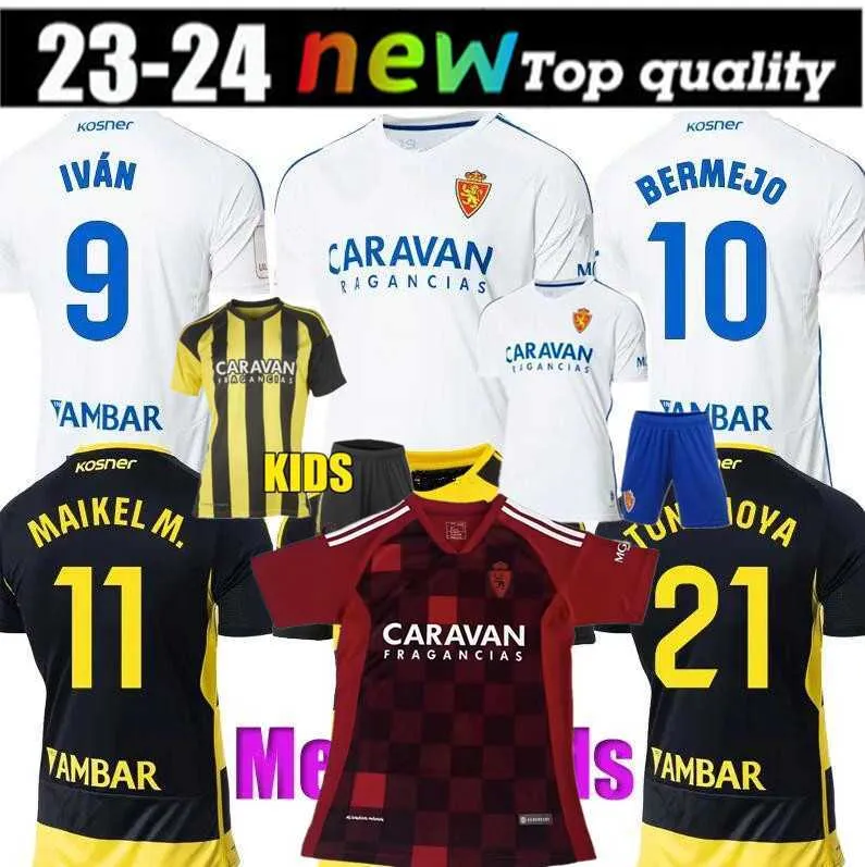 23 24 Real Zaragoza Fran Gamez Soccer Jerseys Zapater 2023 2024 Home Away Jersey Pombo Kagawa Football Shirts Guti Javi Ros Men Kids L. Suarez Camiseta de Futbol Home