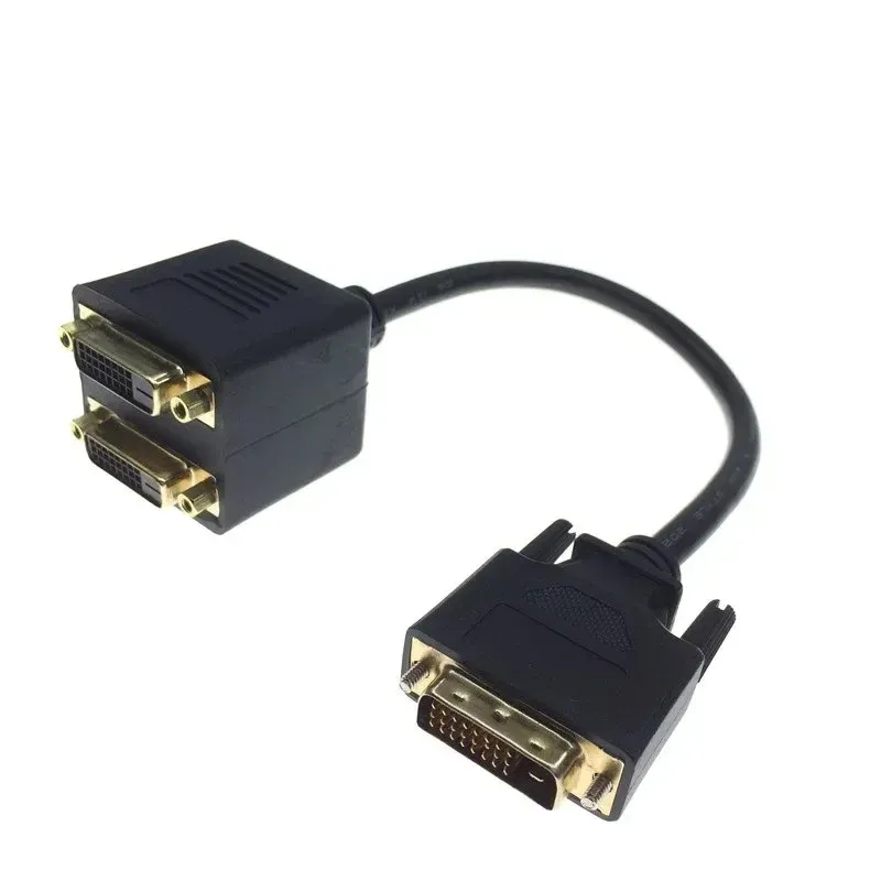 Novo cabo 1x2 DVI Splitter Adaptador 1-DVI Male para DVI24+1 Conector de Ouro de 24k fêmea para HD1080p HDTV PC Laptop para Adaptador de Conector de Ouro
