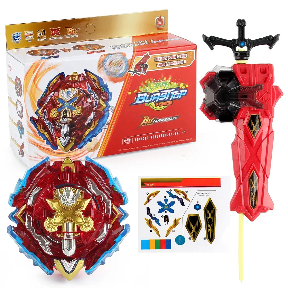 Blayblade Burst Bey B-200 Xiphoid Xcalibur Xn.Sw-1Gyro Metal Spinning Top with Holy Sword LR RightLeft Launcher Christmas Gift 240424