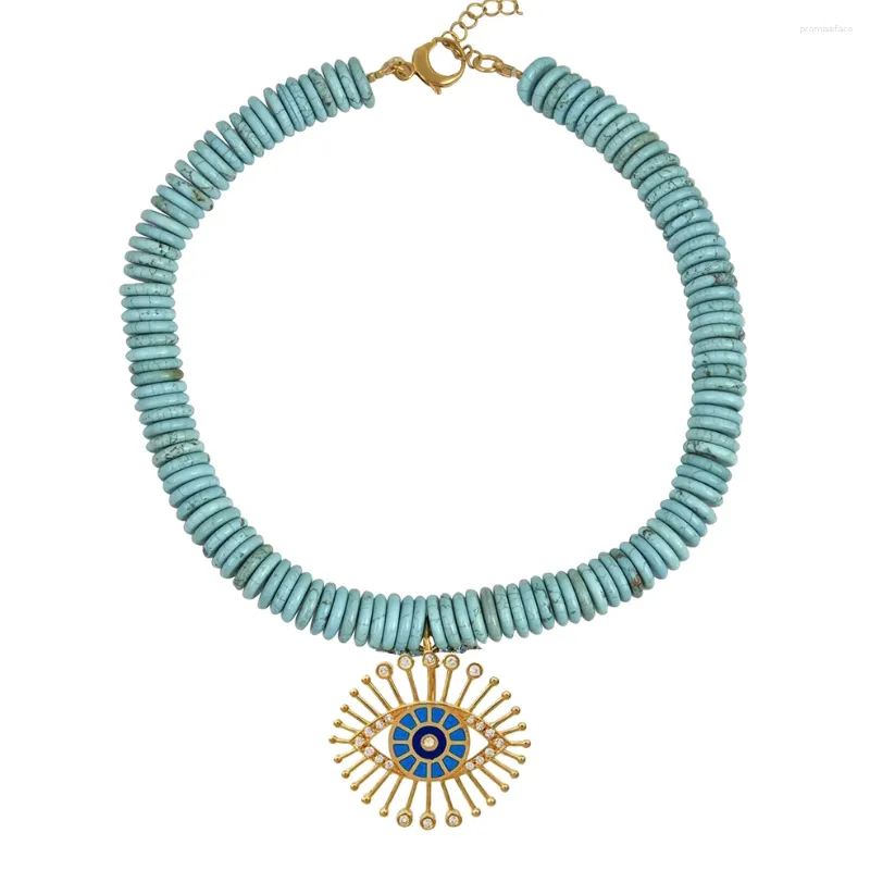 Choker handgjorda damer 2024 halsband enkel design turkosa pärlstav ädelsten sten klavikel hänge smycken grossist