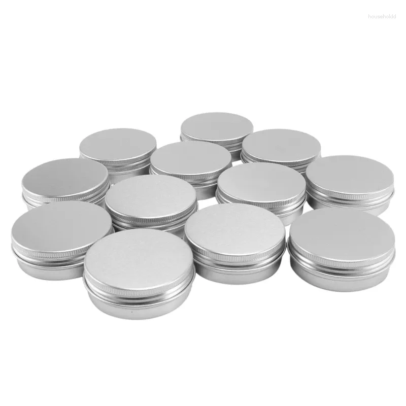 Lagringsflaskor 12 x 50 ml aluminium utgör krukor kapacitet tom liten kosmetisk/ljus/kryddor burkar