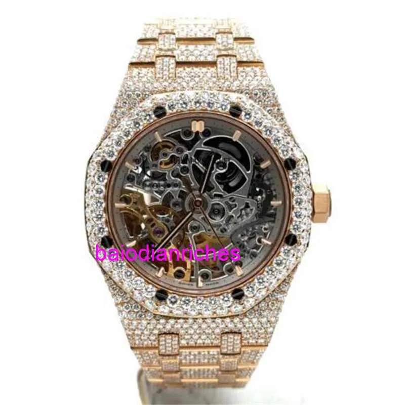 Automatic Watches AP Men s Watch Audemar Pigue Royal Oak 37mm 18k Rosegold Custom Diamonds 15467or.oo.1256or.01 FNKL