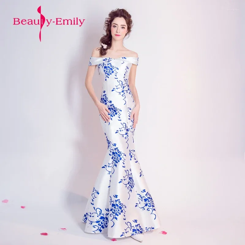 Party Dresses Classic Style Blue And White Porcelain Evening Dress Vestido De Festa 2024 Graduation Prom Gowns Boat Neck Formal