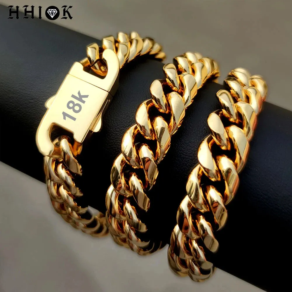 816mm 316l en acier inoxydable Bijoux hip hop Courb Miami Collier de chaîne de liaison cubaine Collier Bracelet Gift For Men Women 240417