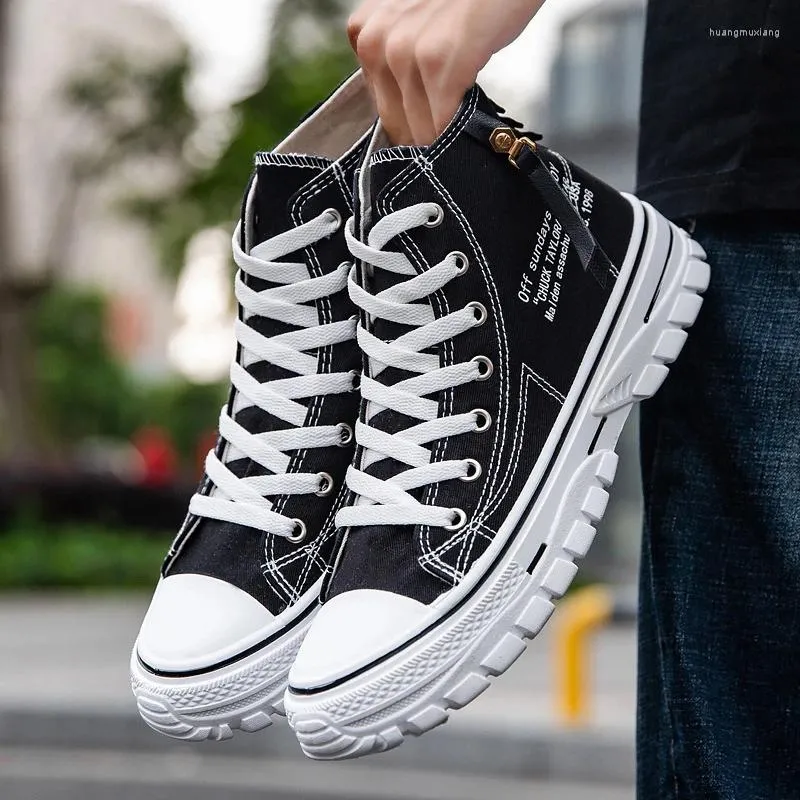 High Top Sneakers Thick Sole Canvas Shoes Casual Shoes Thick Sole - Main Image