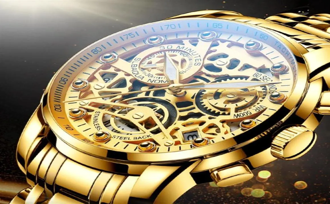 Nektom 2021 Männer Uhren Luxus Top Marke Gold Watch Edelstahl Großer männlicher Armbanduhren gelbe Quarz Sportuhren für MAN27311410651