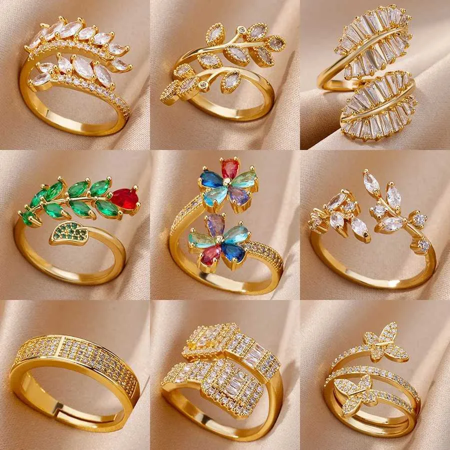 Bandringe Fashion Chain Ring Womens Gold Edelstahl Ring Trend Luxus koreanischer Ästhetik Schmuck Anillos Mujer 2024 Neues Q240427