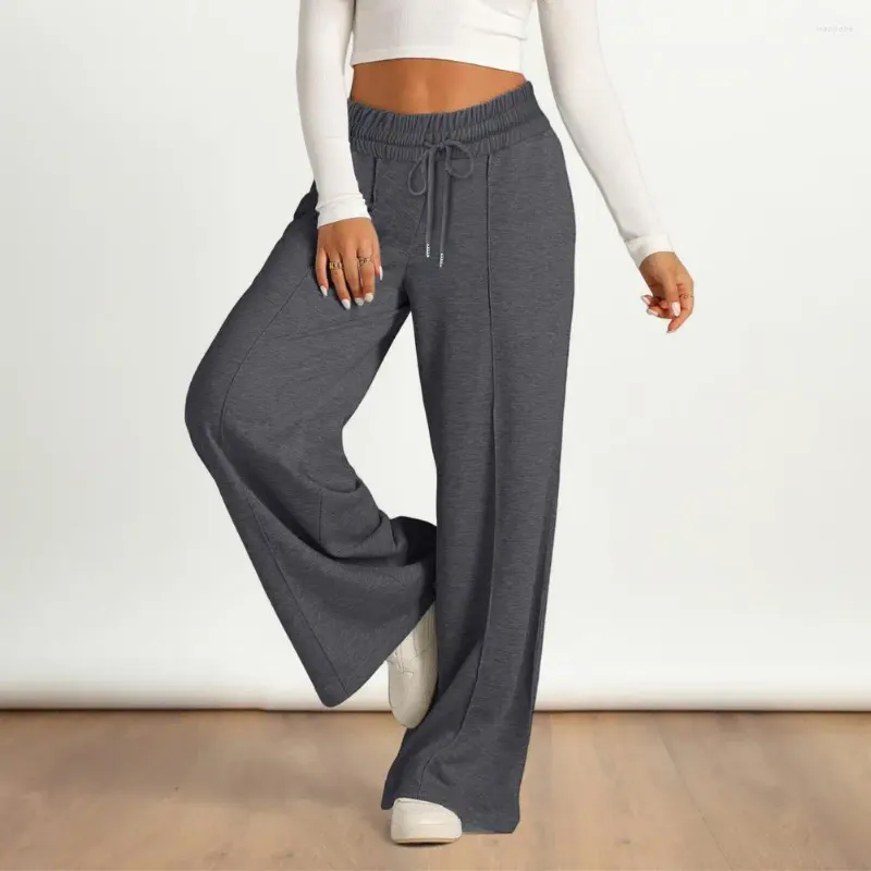 Frauenhose Frauen Straight Bein Jogginghose weit mit elastischen Taillentaschen mit elastisch