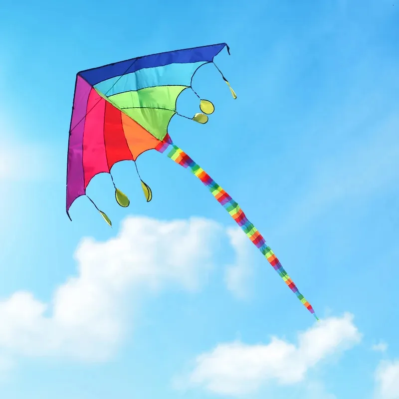 Yongjian Rainbow Umbrella Kite Kite Easy To Fly Delta Kites pour adultes ou enfants Gift d'anniversaire de jouet extérieur avec 100 m de cerf-volant 240419