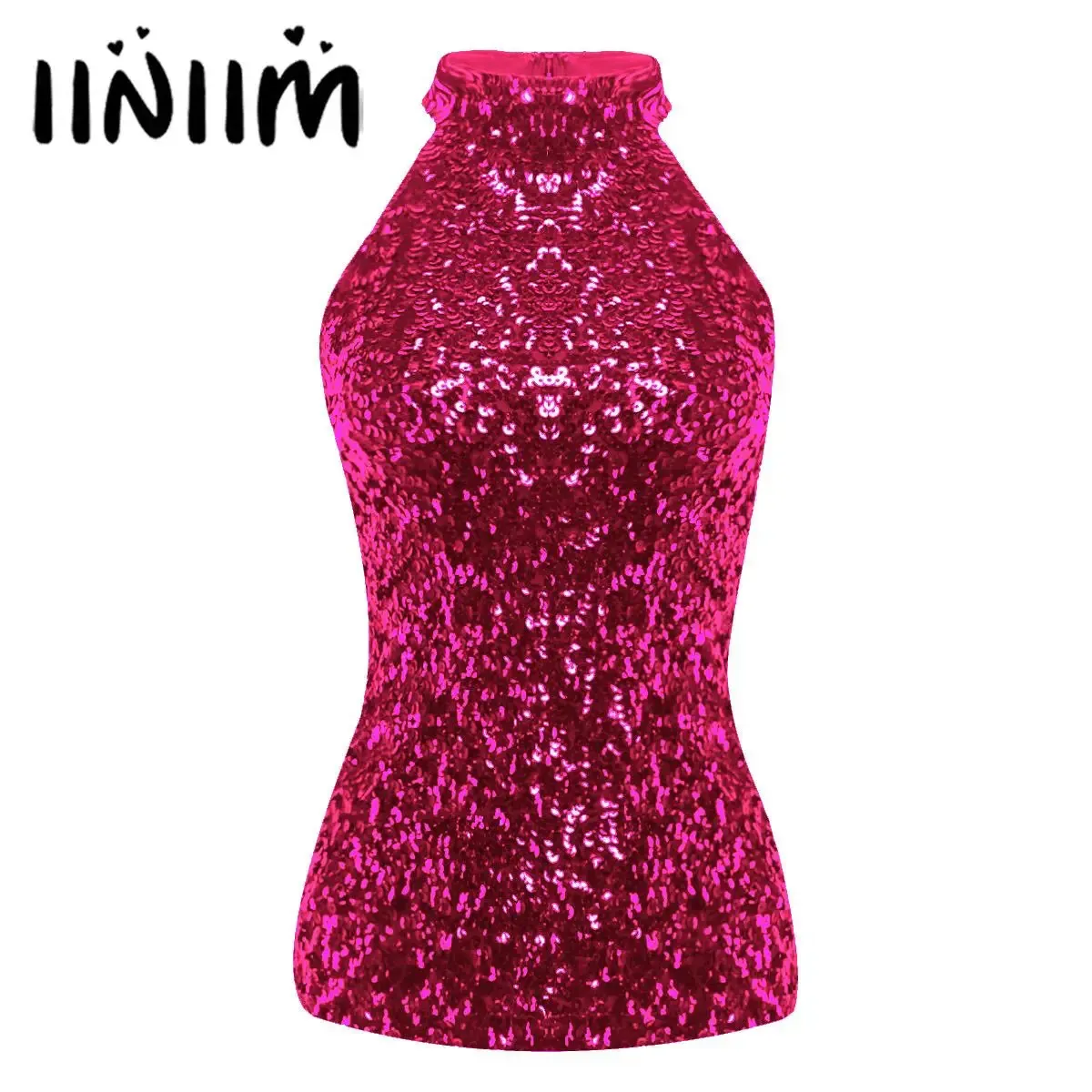 Женские блестки украшены банками Halter Shece Tanks Camis Rave Party Club Клубная одежда мода Shimmer Chashy Rideveless Vest Tops 240422