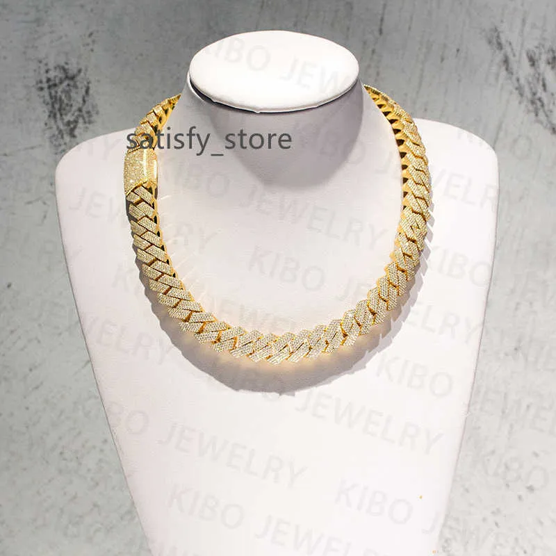 Tester 14 mm 925 Srebrny VVS Moissanite Diamond Niestandardowy biżuteria Hip Hop Ight Out Cuban Link Chain Początkowy naszyjnik