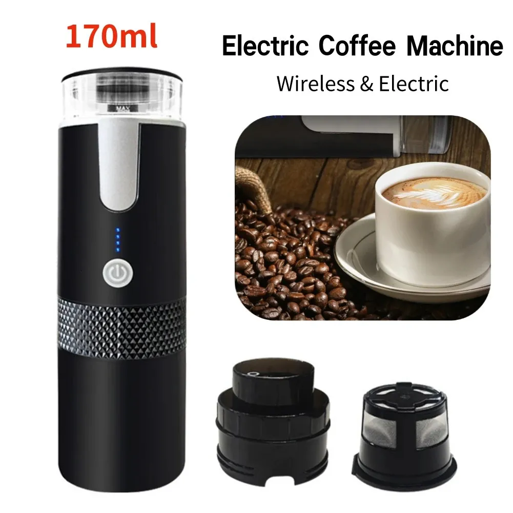 170 ml elektrisch koffiezetapparaat draagbare draadloos espressomachine water brouwen met capsule voor kampeerreizen naar huis apparaat 240423