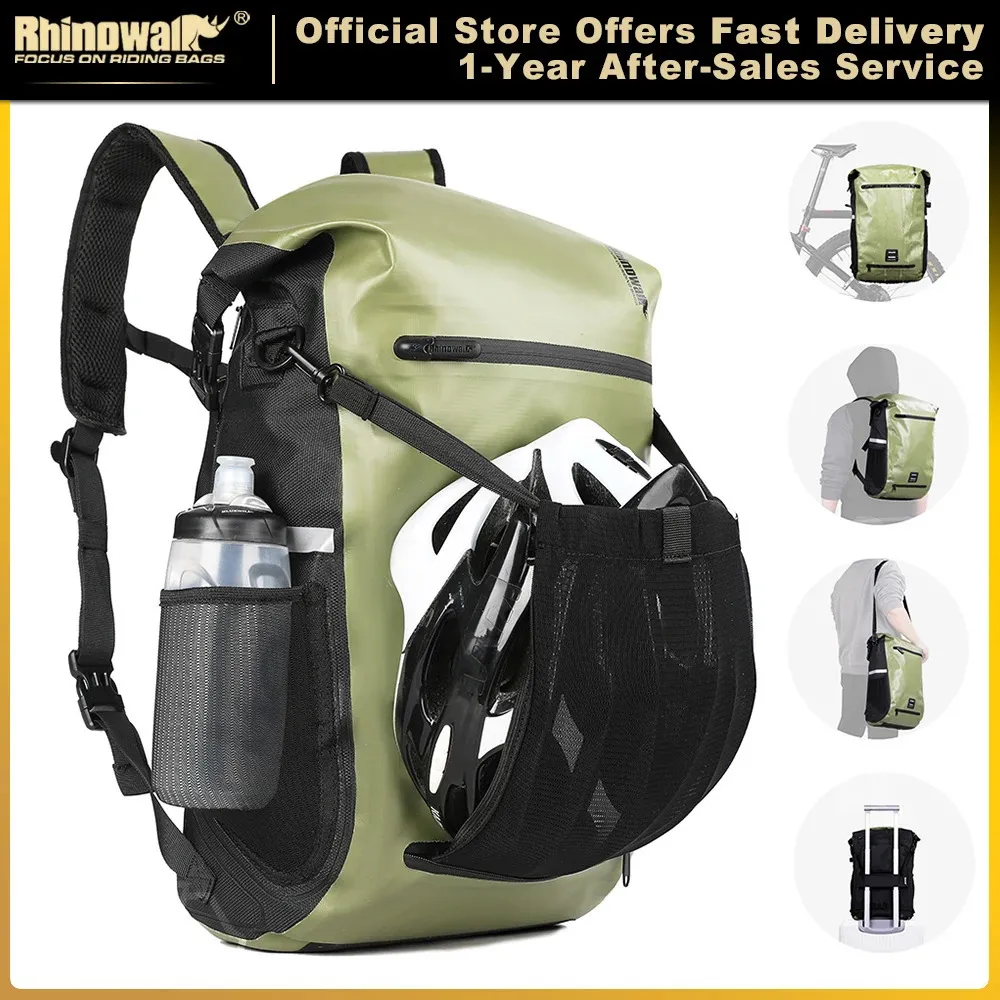 Rhinowalk Bike Pannier Bag 22L Totalmente impermeable Bolsa de maldito Capacidad de retroceso de la rejilla trasera multifuncional Bolsa de hombro 240418