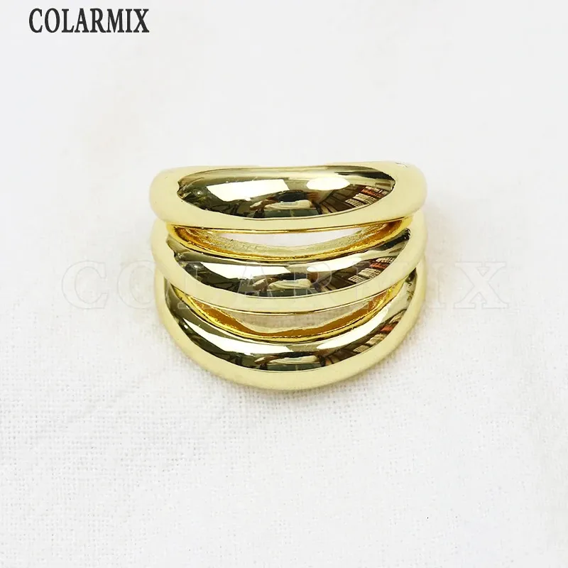 10st Retro Gold Plated Bang Rings Openable Layer Smooth Metal Jewelry Gift Simple Classic Design 4 240424