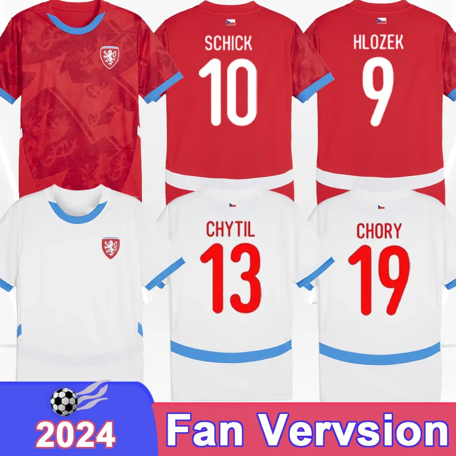 2024 Jerseys da República Tcheca Mens camisas de futebol Schick soucek chytil chory sadilek home fora camisas de futebol uniformes de manga curta