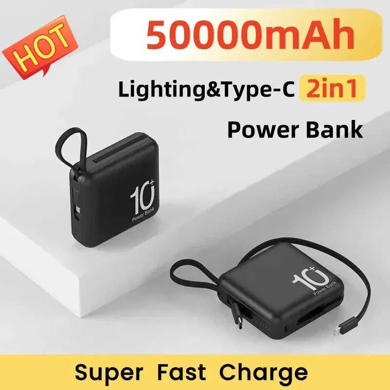 Mobiele telefoon Power Banks 50000MAH Power Bank Mini Super Fast Chargr draagbare externe batterij PowerBank Batterij geschikt voor iPhone 14 Xiaomi Samsung J24042