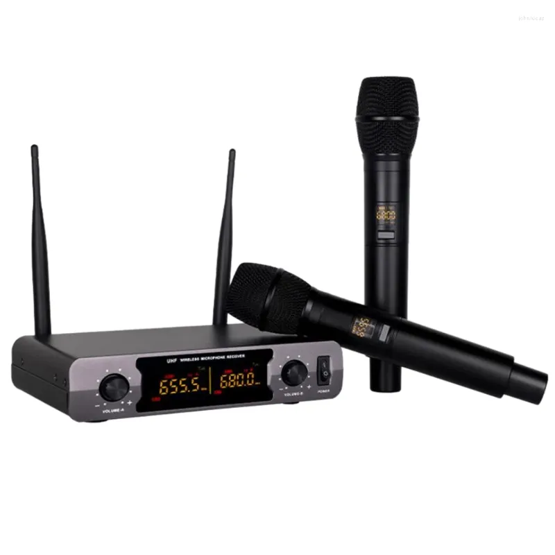 Microphones UHF Wireless Microphone Karaoke Mic Cordless With Receiver Box For Singing Speech Meeting Church-US Plug