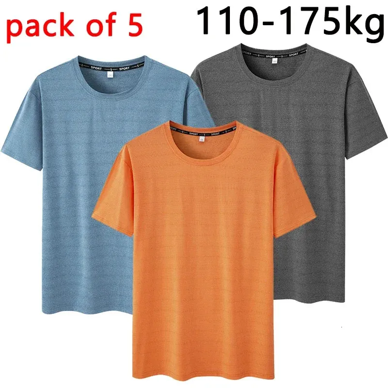 Mens Summer Tshirt Conjunto de camisetas 6xl7xl Sports Secas rápidas de peco redondo de grande tamanho Mangas curtas Runnando 240422