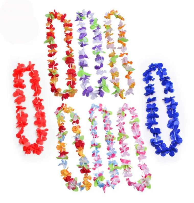 Party Supplies Silk Hawaiian Flower Lei Garland Hawaii Wreath Cheerleading Products Hawaii Necklace XB15148177