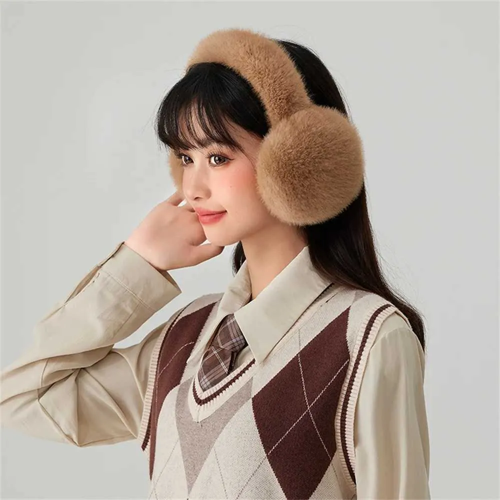 Fur Earmuffs Fluffy Winter Headband White Mink Fur Earmuffs With