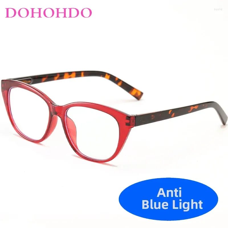 Okulary przeciwsłoneczne Dohohdo moda kot oko kolorowe małe mężczyźni okulary okulary rama elegancka klasyczna okulary niebieskie lekkie czytanie płaskie lustro okulary