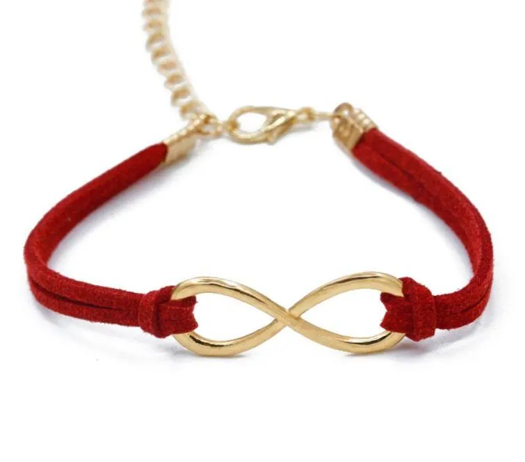 Charm Bracelets Number 8 Symbol Infinity Love Handmade Leather Wristband Bracelet Unisex4909939