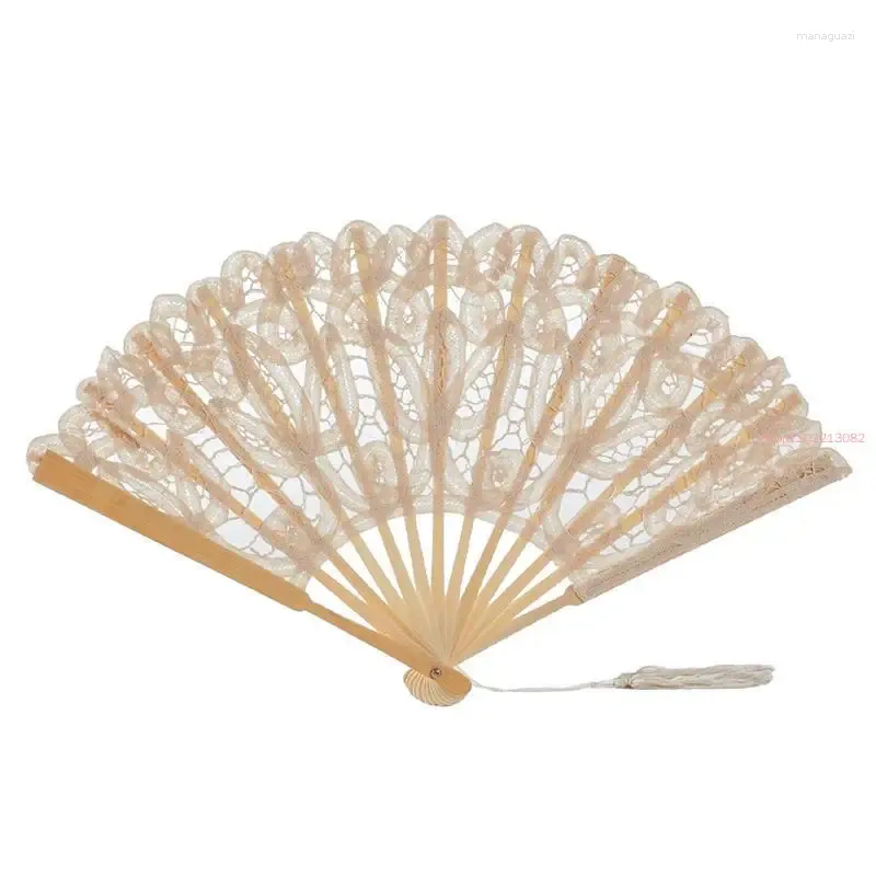 Dekorativa figurer 5st/Lot Manual Fan Cotton Folding Hand Party Wedding Decoration Kvinnlig semester Propvalentinsdag gåva