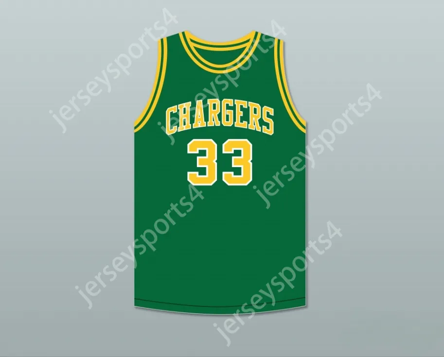Niestandardowe imię Młodzież/Kids David Thompson 33 Crest High School Chargers Green Basketball Jersey 2 Top Sched S-6xl