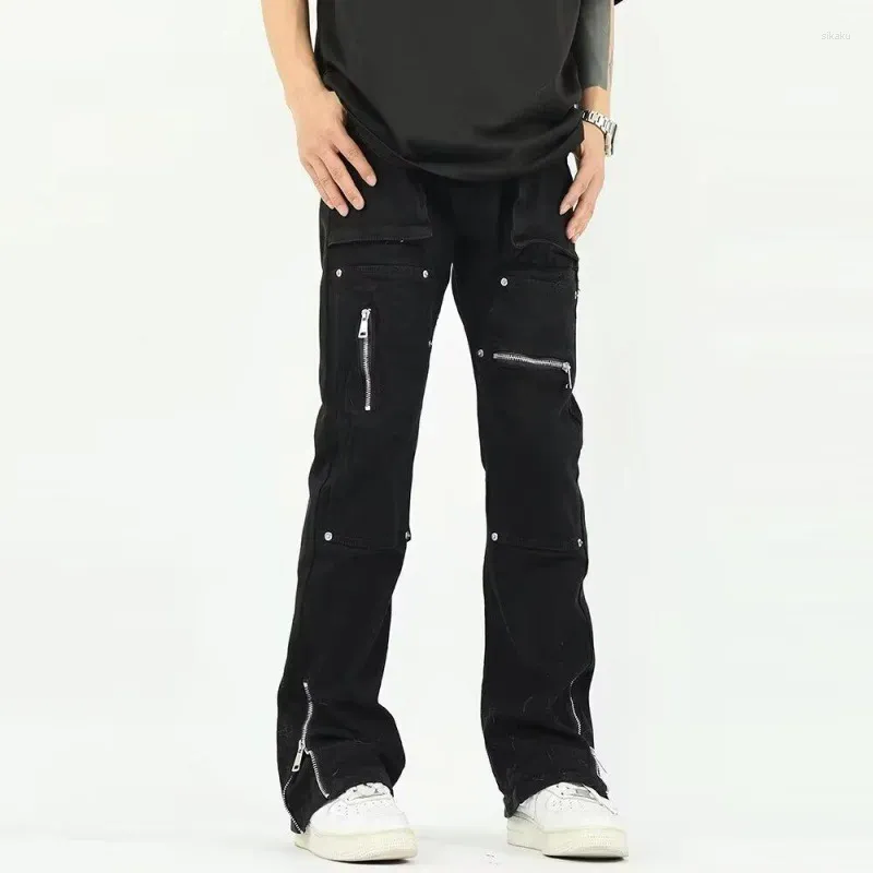 Jeans masculin y2k vêtements pantalon homme cargo conception de fermeture droite