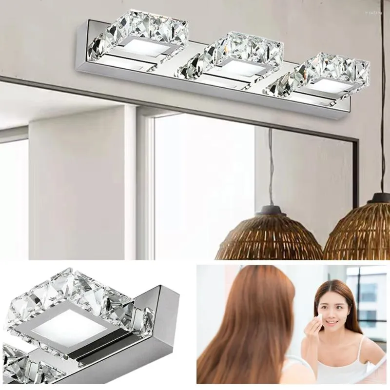 Wandlamp moderne led badkamer ijdelheid licht voor spiegel make -up toiletmakelaar 3 vierkante lichten koud wit 9w
