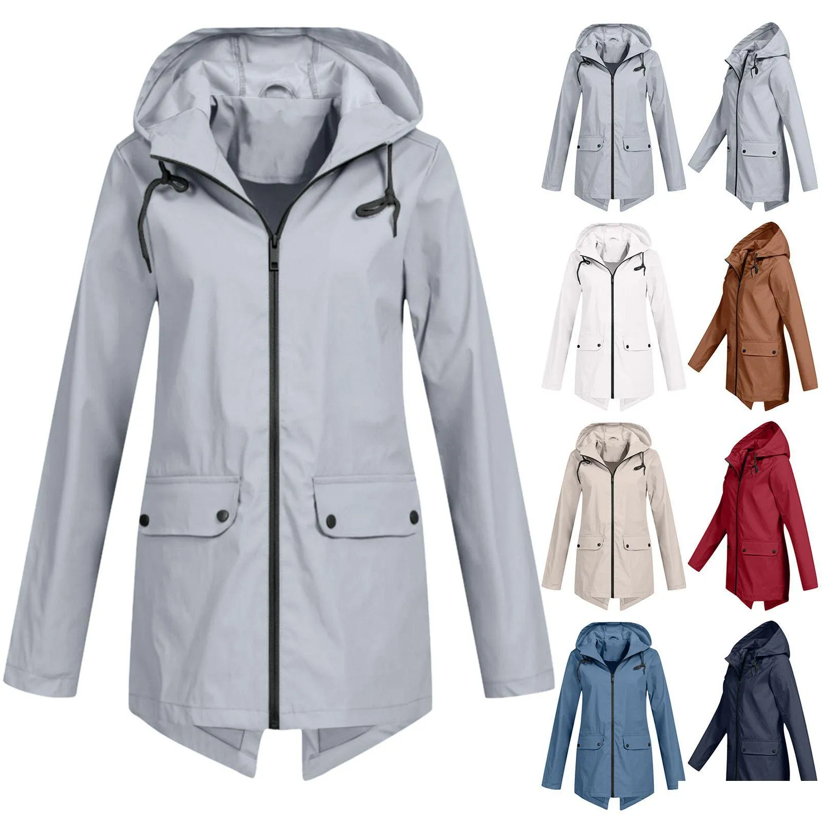 Raincoats Raincoat Waterproof Jacket Zipper Hooded Lightweight Outdoor Thin Women 230414 Drop Delivery Home Garden Household Sundries Otkll