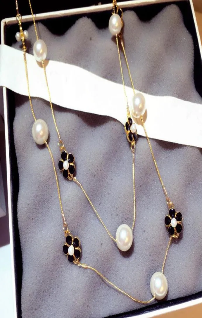 Collier de perle de petite chaîne de luxe pour femmes Camellia double couche collane lunghe Donna Flowers Maxi Party Gift Chains8843565