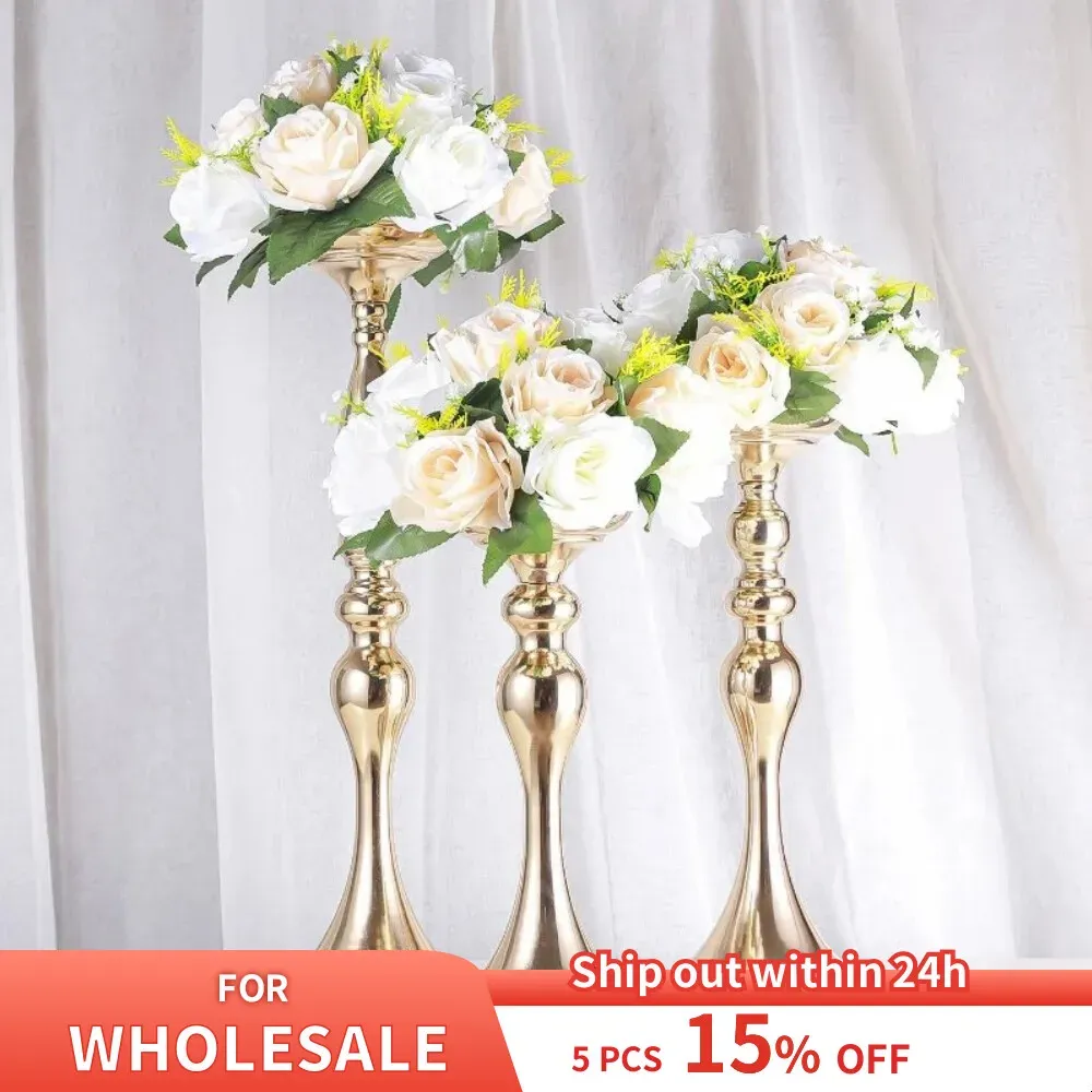 Cougies Golden Boldle Bolllers Sirmaid Flower Stand Decorations de table de mariage Metal Stand Candlestick pour le décor de fête d'anniversaire de mariage