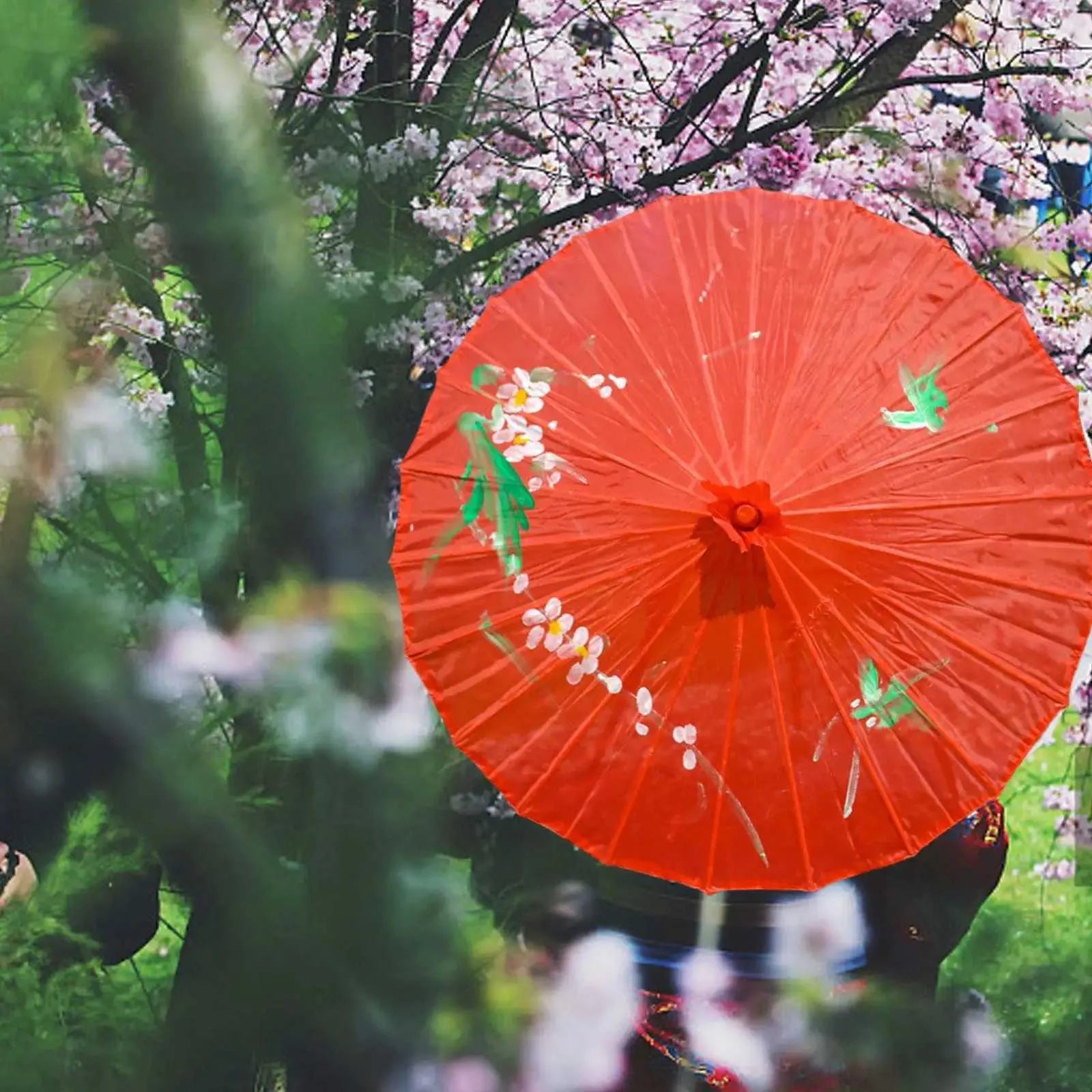 Umbrellas Vintage Chinese Silk Oil Paper Umbrella Red Flower Oil Paper Umbrella Bamboo Handle Wedding Decor Photo Parasol Dance Props Red