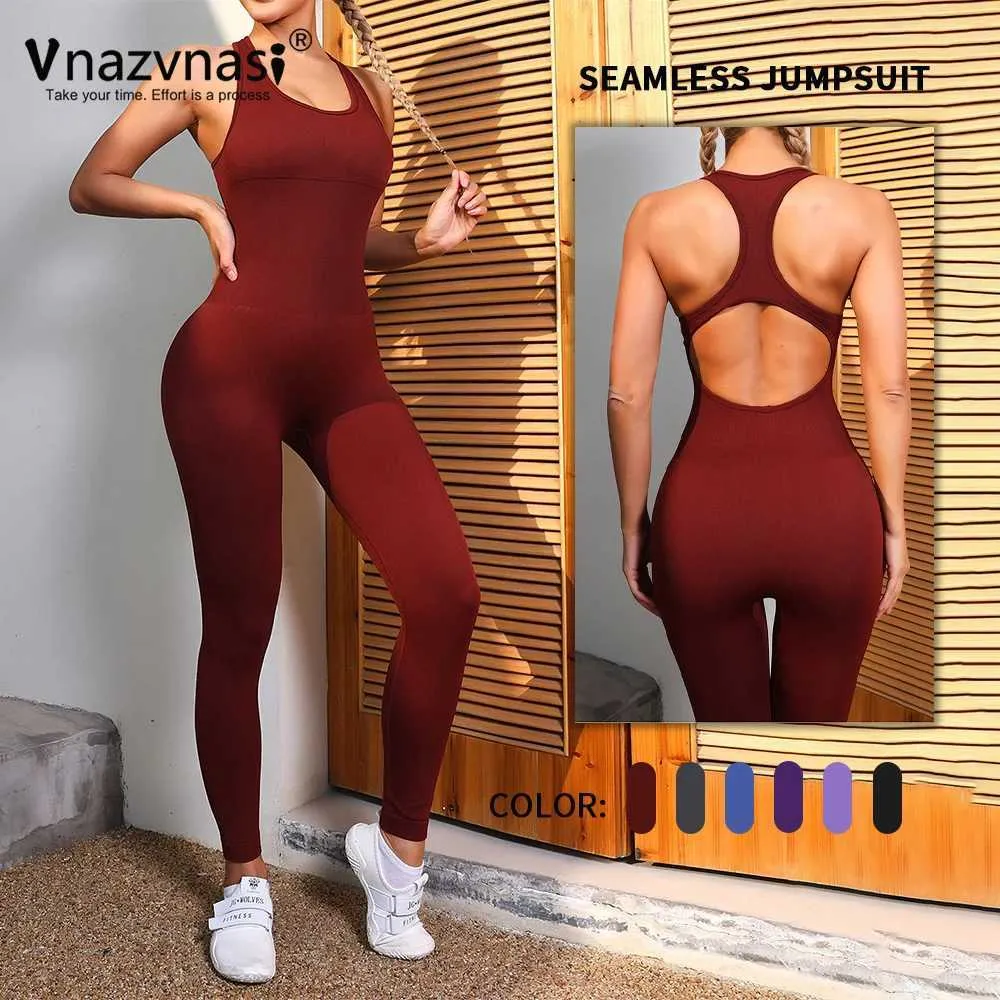 Les survêtements féminins Vnazvnasi Kit de sport à saut de combinaison de dos creux transparent pour les collants pushs de sport femme de gymnase de gymnase