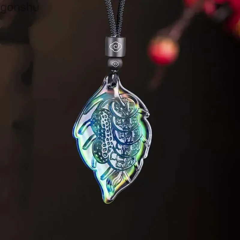 Hangende kettingen temperatuurdetectieblad pixiu jade hanger ketting modieuze en charmante sieraden carving talisman cadeau voor dameswx